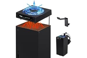 Mcbazel Xbox Série X Ventilateur de Refroidissement Automatique Accessoires, Ventilateur de Refroidissement Réglable PWM à 3 Vitesses RVB avec Support de Casque pour Xbox Series X Console - Noir
