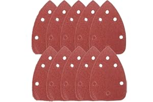 MACHSWON 10 hojas de lija de 140 x 140 x 98 mm, 6 agujeros, diseño de ratón, grano 80