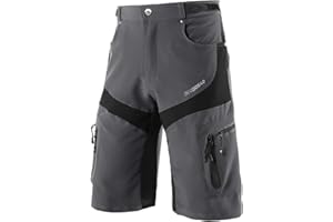 BERGRISAR Pantaloncini MTB Uomo Pantaloncini Ciclismo Bici Mountain Bike Pantaloni Shorts con Cerniera Tasche 1806BG