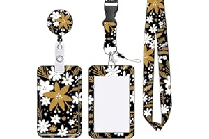 REEKNOKOL Titular de la insignia deslizante floral, carrete de insignia desmontable Portatarjetas con clip de mosquetón Carrete de insignia retráctil para mujeres Estudiante Enfermera Profesora…