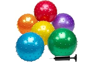 Bedwina Sfere nodose - (Confezione da 6) Sfere sensoriali da 7 Pollici e Palline Antistress da Massaggio Appuntite, con Pompa, Divertenti Palline rimbalzanti bomboniere, Calze Imbottite per Bambini