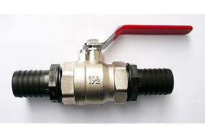 HENSITA Farm & Field Hardware Plated Brass BALL VALVE. Heavy Duty. 1.1/2" (38 mm) x 1.1/2" (38 mm) Hose Tails. Water Shut Off