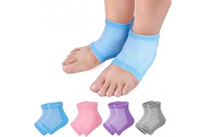 ZIDOLEY Lot de 4 paires de chaussettes de talon Hydra - Chaussettes hydratantes en gel - Chaussettes sans orteils - Confortables et douces - Ventilées - Pour talons fissurés, peaux sèches et déchirées