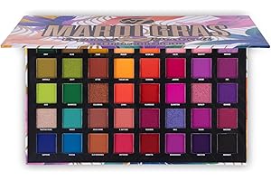 ‎W7 W7 | Mardi Gras Pressed Pigment Palette | 40 Colors: Pinks, Greens, Oranges, Reds, Yellows | Matte, Shimmer, Metallics | Rainbow, Pride, Festival Makeup | Vegan, Cruelty Free Makeup by W7 Cosmetics