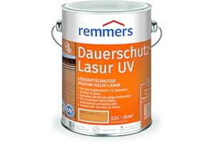 Remmers Dauerschutz-Lasur UV pinie/lärche, 2,5 Liter, Dekorative Medium-Solid-Lasur für Außen, auch für helle Farbtöne und farblos UV+, wetterbeständig