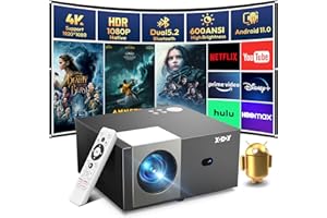 Android 11 i elektryczny projektor ostrości Full HD XGODY Sail2 600ANSI natywny 1080p Bluetooth WLAN projektor 4K obsługa wideo kina domowego, automatyczna korekta pionowa Chromecast 7000 APP.