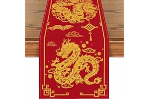 XIMINWZM Chinese Dragon Printed Table Runner, Chinese New Year Decorations 2026, 13x72 inches Chinese New Year Table Runner for Spring Festival Party Supplies, Dining Table Decoration, Home Party Decor (A)