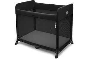 Bugaboo Stardust, 2 in 1: Parco giochi pieghevole e lettino da viaggio compatto con materasso, distribuito in 1 Secondo, Borsa da trasporto, Dai neonati ai bambini piccoli, Midnight Black