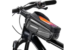 CalmGeek Bolsa de Bicicleta, Bolsa para Cuadro de Bicicleta para Teléfono Inteligente de hasta 6.8 Pulgadas, Bolso Bicicleta Impermeable con Ventana para Pantalla Táctil, Bicicleta Montaña Carretera