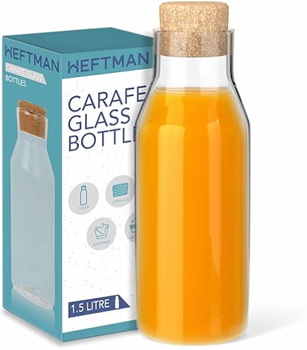Caraffa In Vetro Da 2 Litri Con Tappo In Sughero - Per Bevande, Detersivo O Ammorbidente