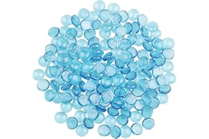 YiYa Sky Blue Flat Marble Decorative Beads Glass Gems for Home Decoration Vase Filler Fish Tank Bottom Decoration (About 0.68 lb(310g)/Bag)
