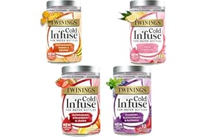 WISHESLA Twinings Cold Infuse Bundle with Flavoured Tea Bags 4x12 Sachets, Cold Brew Natural Mix Selection for Refreshing Hydration