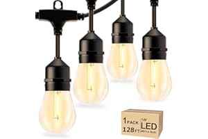 Svater - Guirnalda luminosa exterior de 38 m, guirnalda luminosa exterior LED S14 E27 bombillas IP65 impermeable conexión cadena luz exterior para jardín, Navidad, boda, tienda, blanco cálido 2700 K