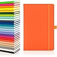 Notes London Eco A5 Notebook with Lined Pages, Pen Loop, Ribbon, Date Marks and Paper Pocket, Medium Hardback Journal, Note, sustainably sourced paper (Orange)