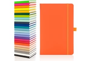 Notes London Eco A5 Carnet avec pages lignées, passant pour stylo, ruban, marques de date, pochette en papier, couverture rigide moyenne, papier issu de sources durables (Orange)