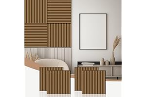 JSSZWYP Acoustic Panels Wood, 60 x 60 cm (Set of 4, 1.44 m²), Acoustic Panels & Wooden Panels Wall for Sound Protection, 3D Panels Wall as Wall Cladding, Indoor, Sound Absorbers for Living Room and Office (6