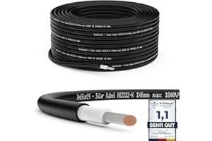 RedStar24 Premium Solar Cable 6mm² Negro - 30m - resistente a los rayos UV, flexible, cable fotovoltaico, cable PV, cable de conexión solar para panel solar, inversor y regulador de carga, duradero
