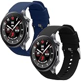 kwmobile Bracelet Compatible with OnePlus Watch 3/2 / 2R / Oppo Watch X2 Strap - 2 x Flexible Silicone Bands - Adjustable Siz