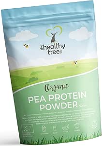 Organic Pea Protein Powder by TheHealthyTree Company - European 80% + Vegan Protein, High in Amino Acids, Iron, Zinc and BCAAs (600g)