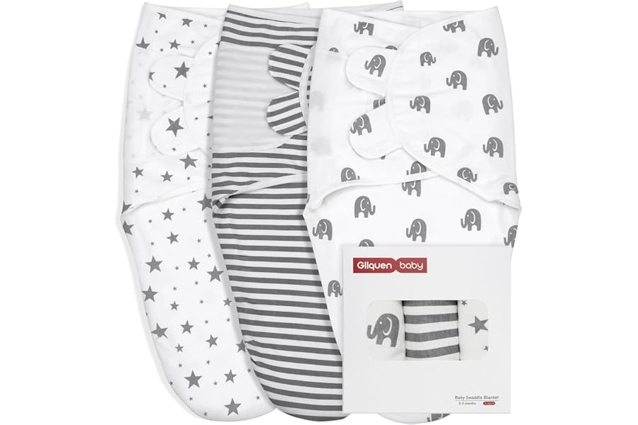 GLLQUEN BABY Baby Swaddle Wraps for 0-3 Months Newborn,Oeko-tex100,100% Breathable Organic Cotton Fabric Swadding Blankets,3 Pack(New Grey)
