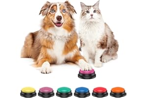 RHAIQBVC 6PCS Dog Talking Button Recordable Dog Communication Button Dog Buttons Talk Training Colorful Pet Training Buttons Battery Powered Pet Training Buzzer Clear Recording Dog Button for Dogs Pets (6PCS)