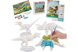 Nene Toys Kit Dinosauri Giocattolo con Colori per Bambini 3-7 Anni [I Re] – Kit Pittura con 4 Dinosauri, 10 Colori, 2 Pennelli, Poster Educativo, Tappeto Gioco – Giocattolo d'arte e Artigianale
