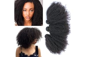 Feibin Tissage Bresilien Afro Cheveux Humain Naturels Bouclé Kinky Curly Remy Trames de cheveux Tissage 4B 4C brésiliens Vierges Extensions de Cheveux 8 8 8 pouces