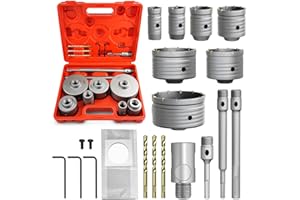 METOTY 22 Stück Bohrkrone Hohl Lochsäge-dosenbohrer set，30/40/50/68/82/100/110mm mit SDS Plus & Max Adapter Bohrkrone Steckdose，für Mauerwerk, Ziegel, Beton, Zement, Stein Concrete hole saw