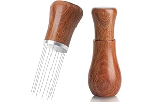 MORILS WDT Espresso Tool, Agitador de Café de Aguja WDT de Nogal con Soporte, Distribuidor de Café con 10 Agujas Finas de Acero Inoxidable de 0.35mm, Distribuidor de Accesorios de Café
