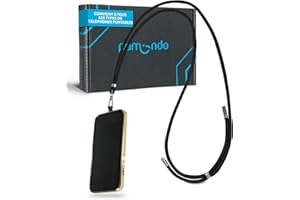 pamindo Chaîne pour téléphone portable - pratique pour accrocher le téléphone portable - bande pour smartphone avec plaquette d'insertion - chaîne universelle pour portable - noir