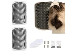 HFYMXNB 2 Peizz Masajeador para Gatos,Cepillo de Masaje para Gatos, Peine de Masaje de Esquina de Pared para Gatos, Accesorios para Gatos de Piel largos y Cortos, Gris
