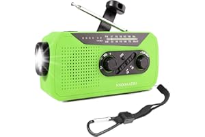 NNOOAADIO Solar Hand Crank Radio, Emergency AM/FM Weather Wind Up Radio with Bright Flashlight, SOS Alarm, 2000mAh Battery Power Bank, Headphone Jack for Household and Outdoor Activities