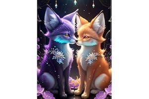 Lxmsja Diamond Painting Adulte, Diamond Painting Renard, Broderie Diamant Kit Complet, DIY Peinture Diamant Strass Point de Croix Cristal Painting pour Murale Décoration 30x40cm