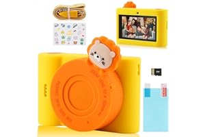 SENDI Aparat cyfrowy dla dzieci, 1080p, 2,0", z kartą 32 GB, aparat natychmiastowy z kolorowymi pisakami, prezent dla 3, 4, 5, 6, 8, 7, 9 lat, dla chłopców i dziewczynek, C5, lew