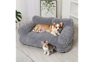 KunpengZen Hundesofa & Katzensofa – Flauschiges Hundebett Kleine Hunde, Waschbares Katzenbett mit Rutschfester Unterseite, Grau 65x45cm, Weiche Katzencouch für bis 7KG Katzen
