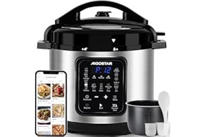 ‎AIGOSTAR Aigostar Schnellkochtopf 6l, 18-in-1 Multikocher, Warmhalte, Antihaftbeschichteter, Einfache Reinigung, 1000 W Pressure Cooker, Rice Cooker, Slow Cooker, Dampfgarer, Joghurtbereiter und Speisewärmer