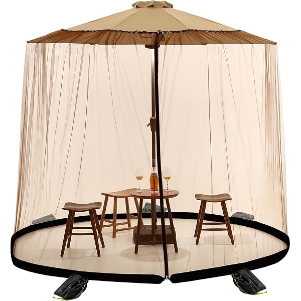 Moskitonetz Für Sonnenschirme 300x230cm – Verstellbares Fliegengitter Mit Reißverschlusstür Für Terrasse, Garten & Camping