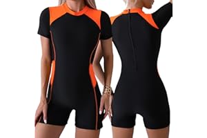 SEAUR Maillots de Surf Femme 1 Pièce UPF 50+ Rashguard Une pièce Demmes Maillot de Bain Femme Manche Longue/Courte Plage Combishort Anti-UV