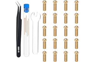 HIKUDIY Volcano Hotends Lot de 20 buses en laiton 0,2/0,4/0,6/0,8/1,0 mm M6 pour imprimante 3D Anycubic Vyper, Kobra Plus, Kobra Max, Artillery Genius, Sidewinder X1, X2