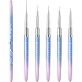 Makartt Nail Art Brushes Set: 5pcs Liner Brushes 7/9/11/15/25mm Thin Nail Art Design Brush with Cap Nail Polish Brush for Builder Gel 3D Nail Gel French Tip Tool Nail Painting