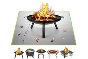 Fire Pit Mat ZITFRI 100x100cm Square Fireproof Mat Grill Mat, 2 Layer Fire Resistant Mat for Decking, Grass, BBQ, Firepad, Camping, Patio Shield, Wooden Floor, Deck Defender