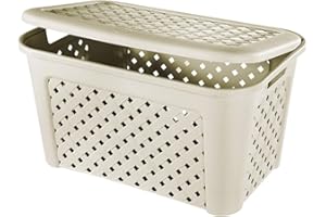 Tontarelli P.Biancheria Colore Angora Cesta Biancheria Arianna con Coperchio lt48 Beige Riordino Lavanderia