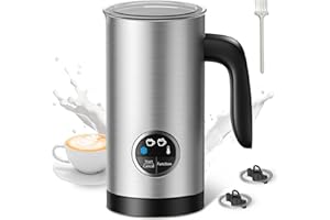 PARIS RHÔNE 4 in 1 Milk Frother Electric, Milk Frothers 300 ml Large Capacity Milk Steamer with Handel,Silent Milk Heater Induction for Hot and Cold Milk Foam, Warm Milk, Coffee Latte, Macchiato, Cappuccino