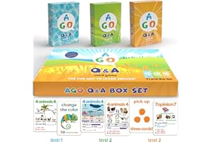 AGO Q&A Kartenspiel Set zum Englisch Lernen | Spiel und Spaß für Kinder und Erwachsene beim Lernen | 3 Kartenspiele in Magnetischer Box
