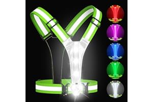 Zacro 11 Modos Chaleco Reflectante LED, Chaleco Reflectante con Lámpara de Correr Alta Visibilidad 500LM, Equipo Luminoso Recargable USB para Caminar/Ciclismo/Nocturno, Ajustable para Hombres Mujeres