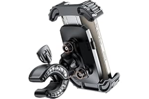 GuMosh Support Téléphone Moto Anti-Vibration, Support Téléphone Vélo, [Amortissement Multi-vibrationsr][1S Libération avec Un Bouton] 360° Rotation, pour iPhone 11~16 Series,Huawei, Samsung, 4,7-6,8"