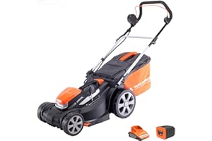 Yard Force 40V 34cm Cordless Lawnmower with lithium ion battery & quick charger LM G34A - GR 40 range, orange