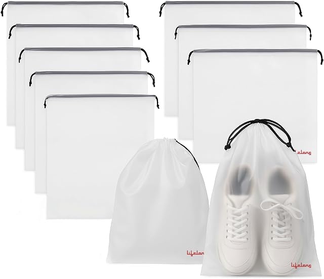 Lifelong Shoe Bags for Travel, Drawstring Travel Shoe Bags for Packing, Dustproof Portable Travel Shoe Storage