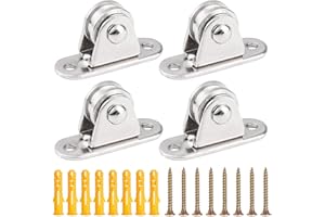 RoxNvm Pulley Wheel with 2 Bearing, 4Pcs Pulley System Stainless Steel, Single Pulley Block Heavy Duty, Rope Pulley, Cable Pulley Rope Pulley Cable Pully for Ropes Bear Washing Line