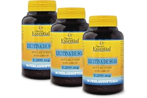 Nature Essential | Lecitina de Soja 1200 mg | 3 Unidades | 90 Perlas | Fortalece el Sistema Cardiovascular | Ayuda en la Digestión de las Grasas | Rico en Fosfolípidos | Hepatoprotector | No-GMO